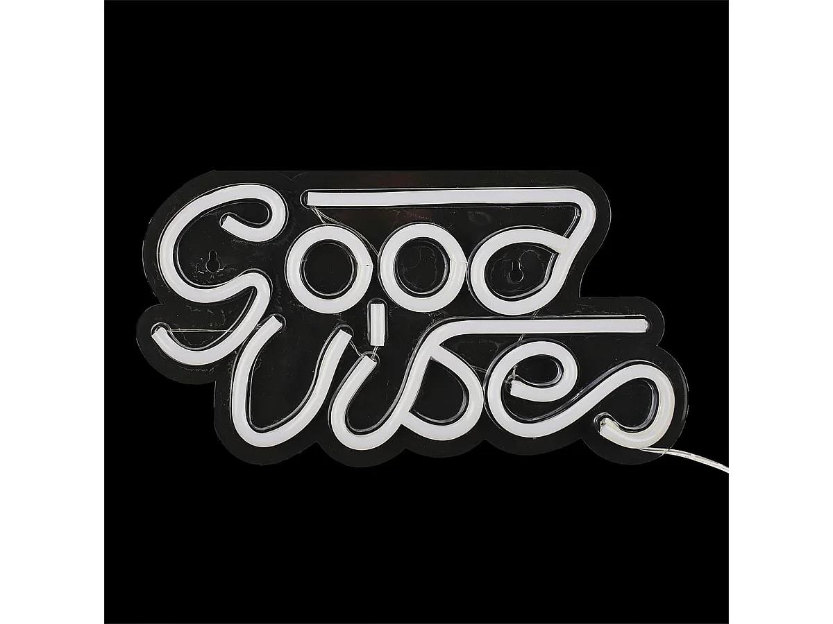 Lampe LED Effet Néon "Good Vibes" Rose à Accrocher ou à Poser - LOWA