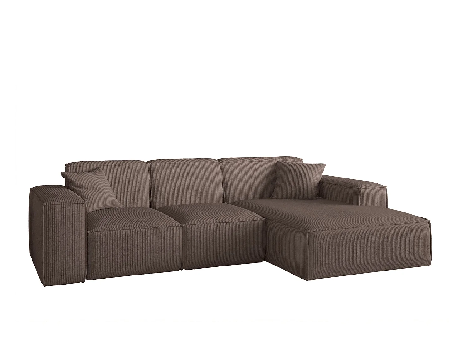 Canapé d'angle PULA en L, tissu Scala, marron, droit