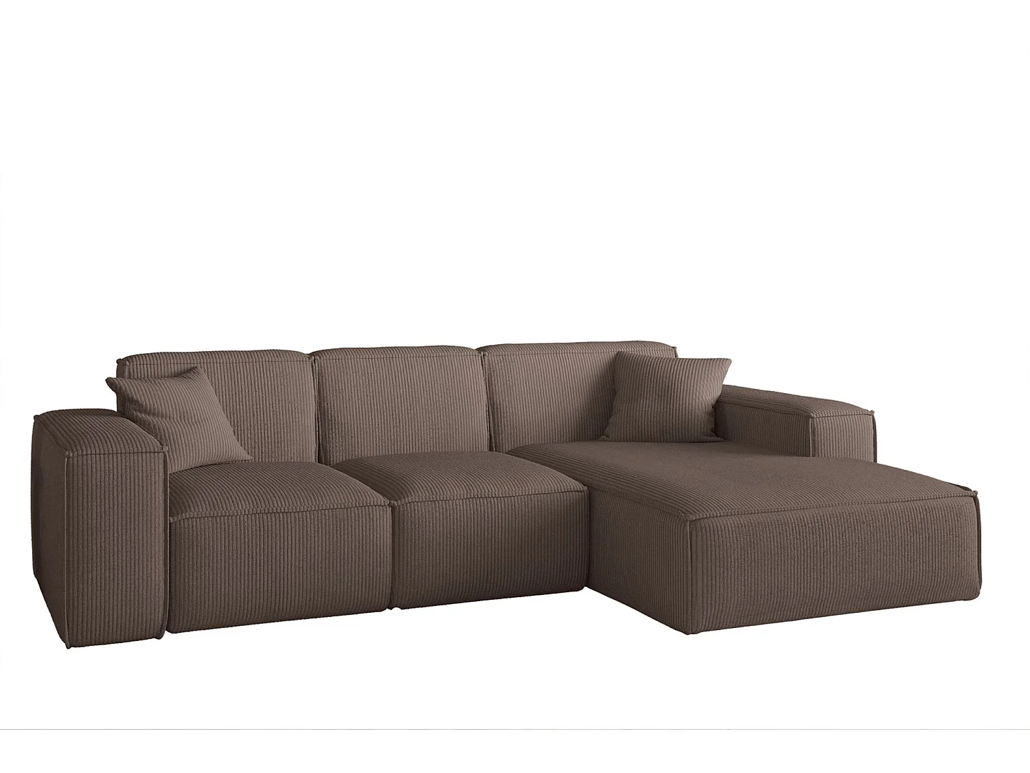 Canapé d'angle PULA en L, tissu Scala, marron, droit