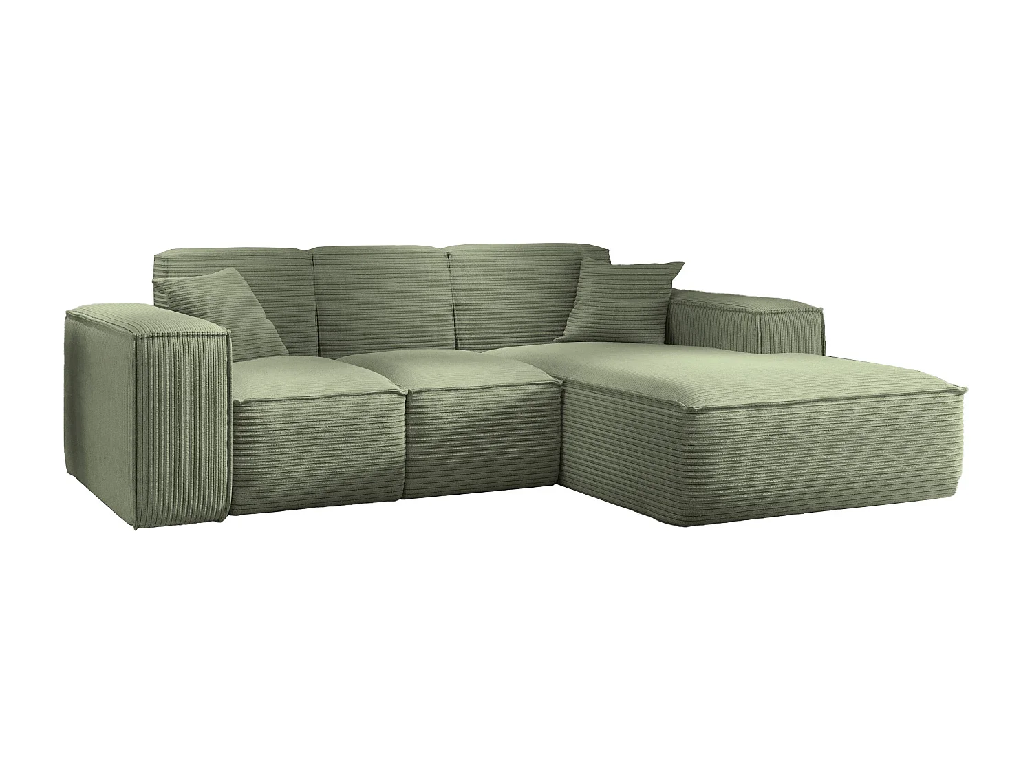 Canapé d'angle, canapé d'angle en L, salon, canapé Poso en tissu SIENA, vert clair, droite