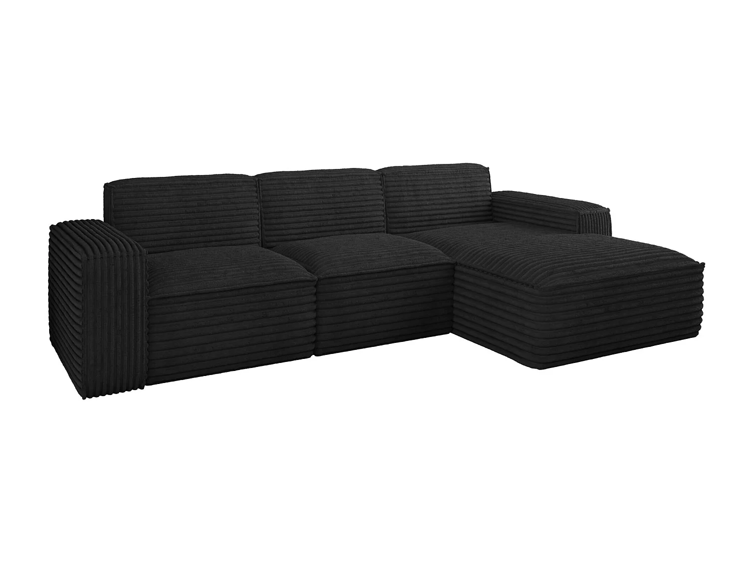 Ecksofa L-Form Siena Stoff Velo Schwarz Rechts
