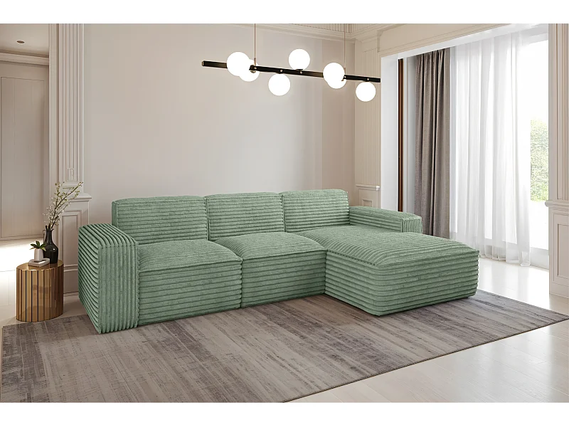 Ecksofa L-Form Siena Stoff Velo Olive Rechts