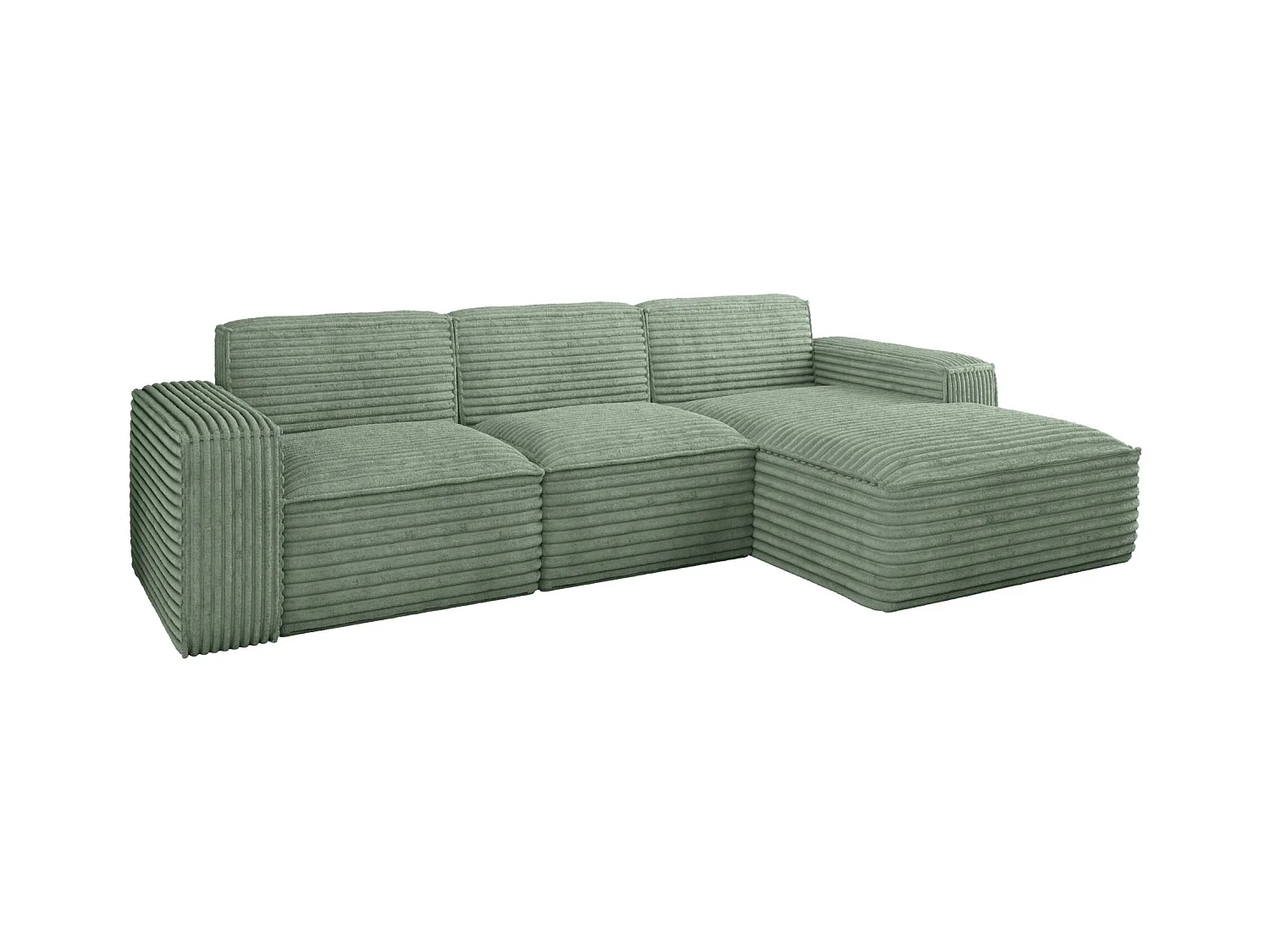 Ecksofa L-Form Siena Stoff Velo Olive Rechts