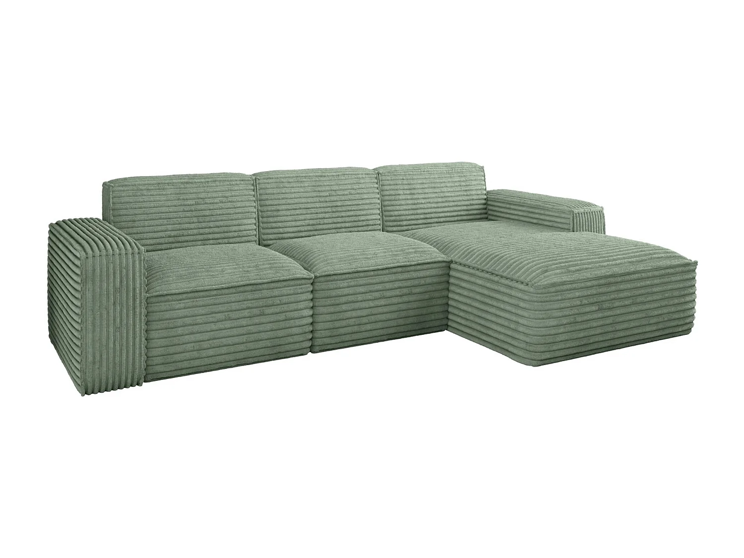 Ecksofa L-Form Siena Stoff Velo Olive Rechts