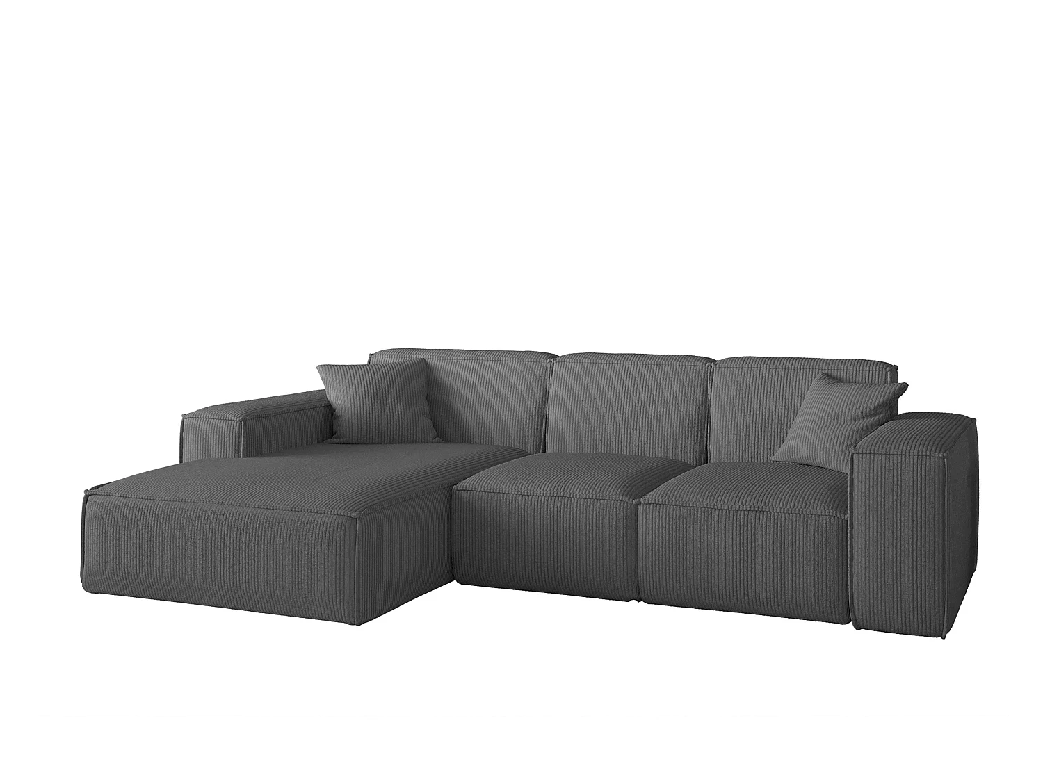 Canapé d'angle PULA en L, tissu Scala, gris, gauche