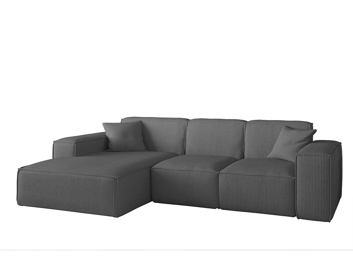 Canapé d'angle PULA en L, tissu Scala, gris, gauche