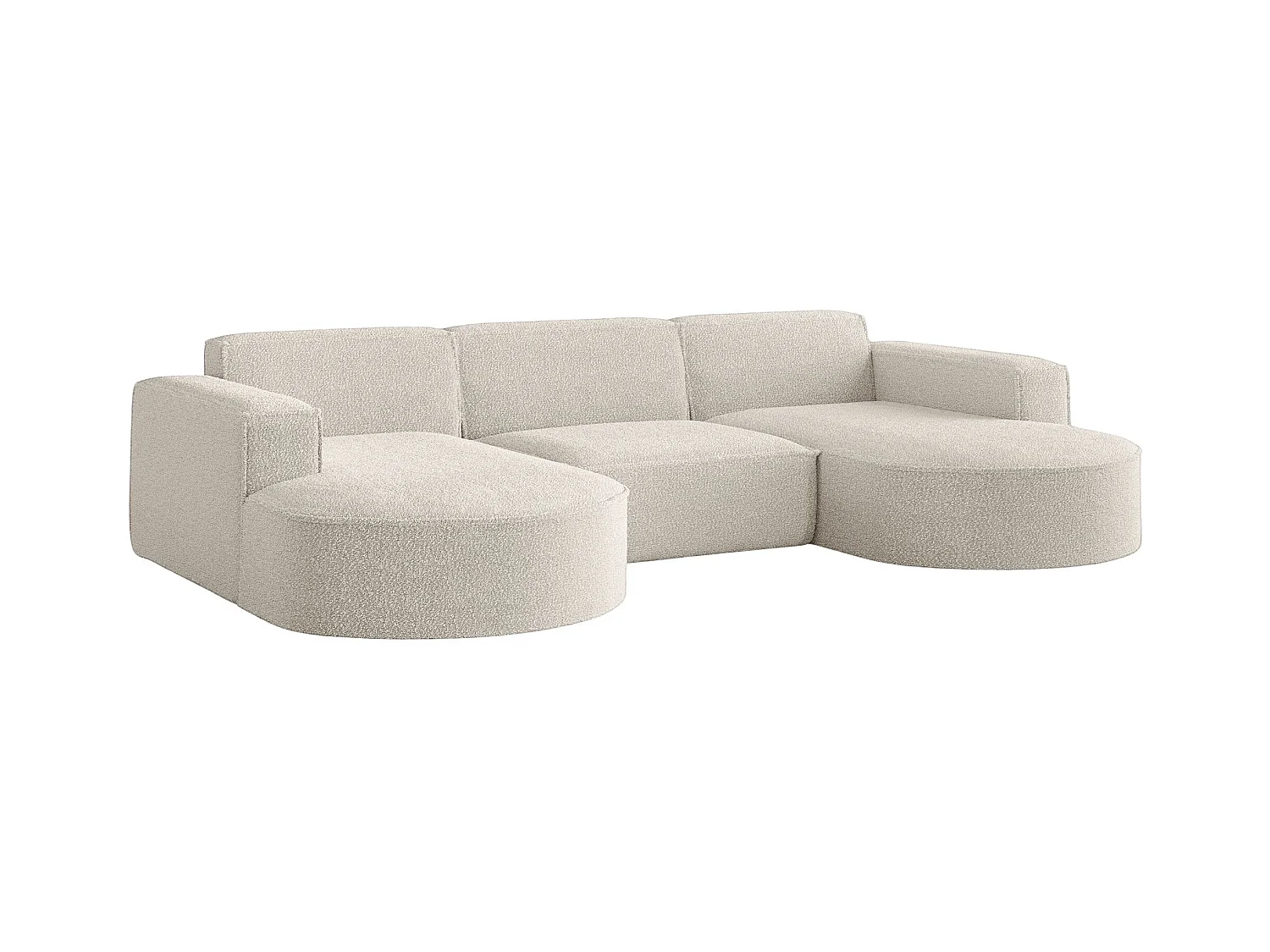 Canapé d'angle design, canapé en U MODENA tissu Loop Perle