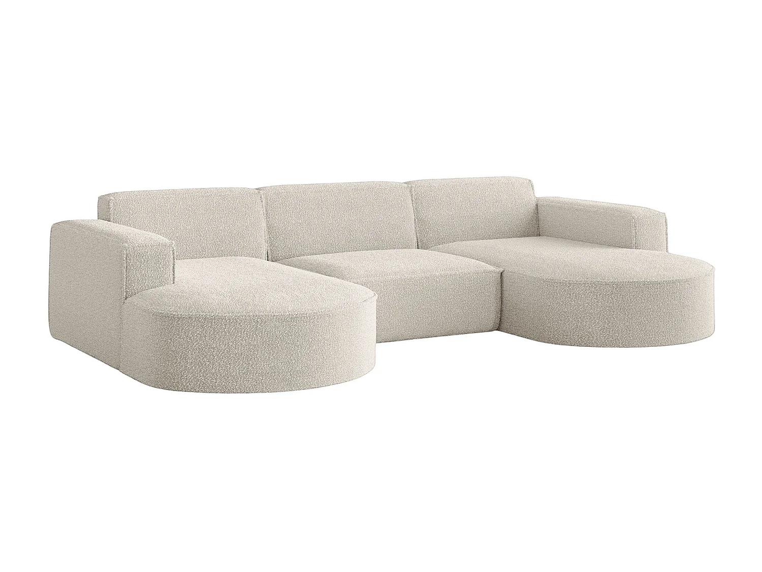 Canapé d'angle design, canapé en U MODENA tissu Loop Perle