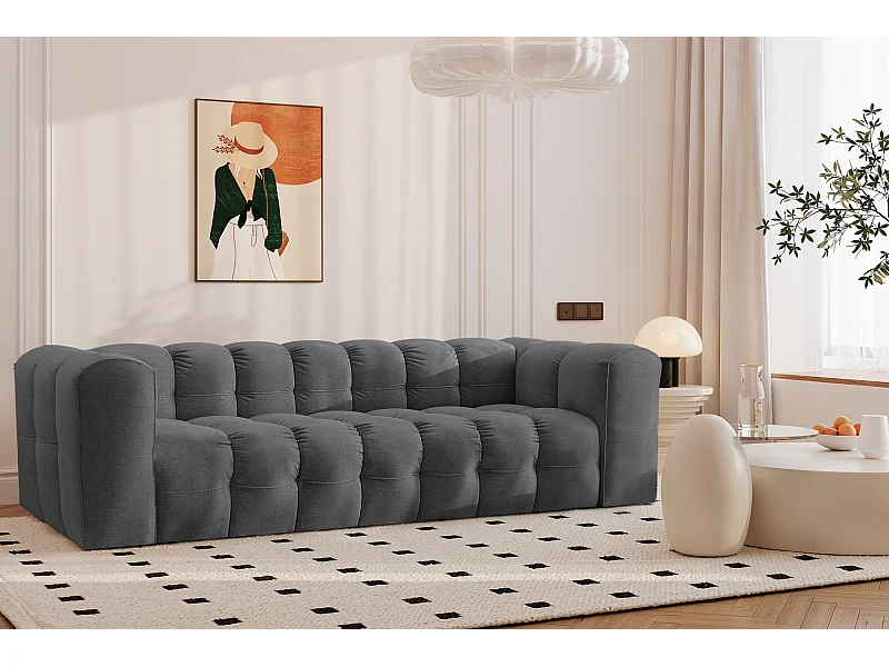 Sofa 4-Sitzer, Komfort Couch BALOO, stoff Schenille, Graphit