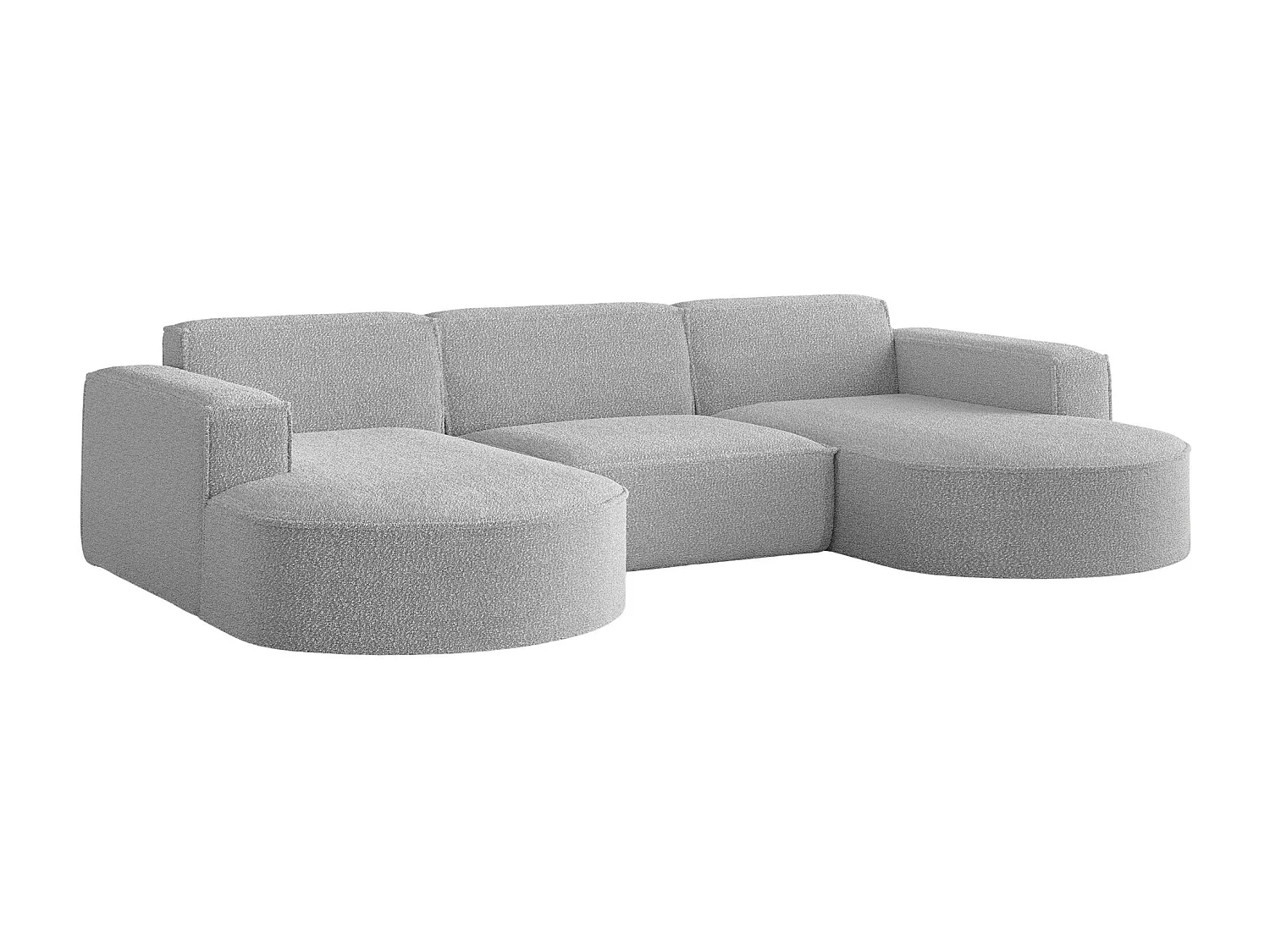 Ecksofa Designer, Sofa U Form MODENA Stoff Loop Hellgrau