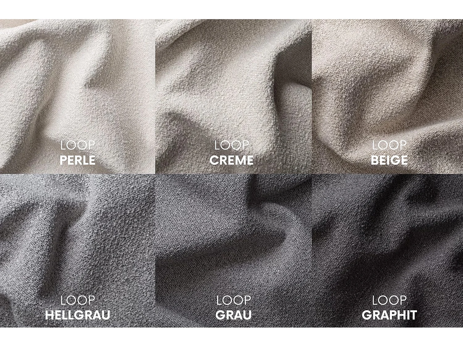 Ecksofa Designer, Sofa U Form MODENA Stoff Loop Hellgrau