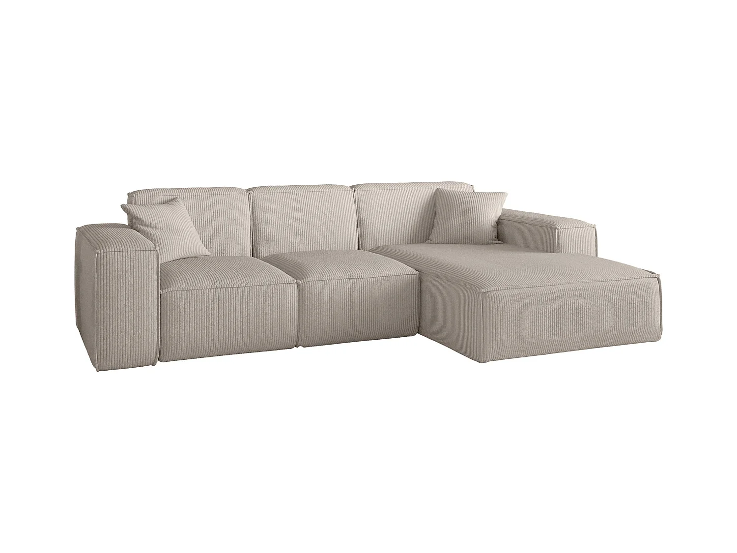 Canapé d'angle PULA en L, tissu Scala, beige, droit