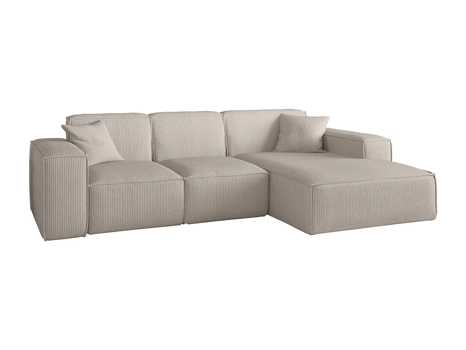 Canapé d'angle PULA en L, tissu Scala, beige, droit