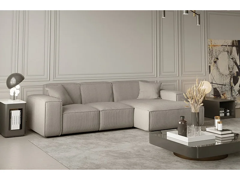 Ecksofa PULA L-Form, Stoff Scala, Beige, Rechts