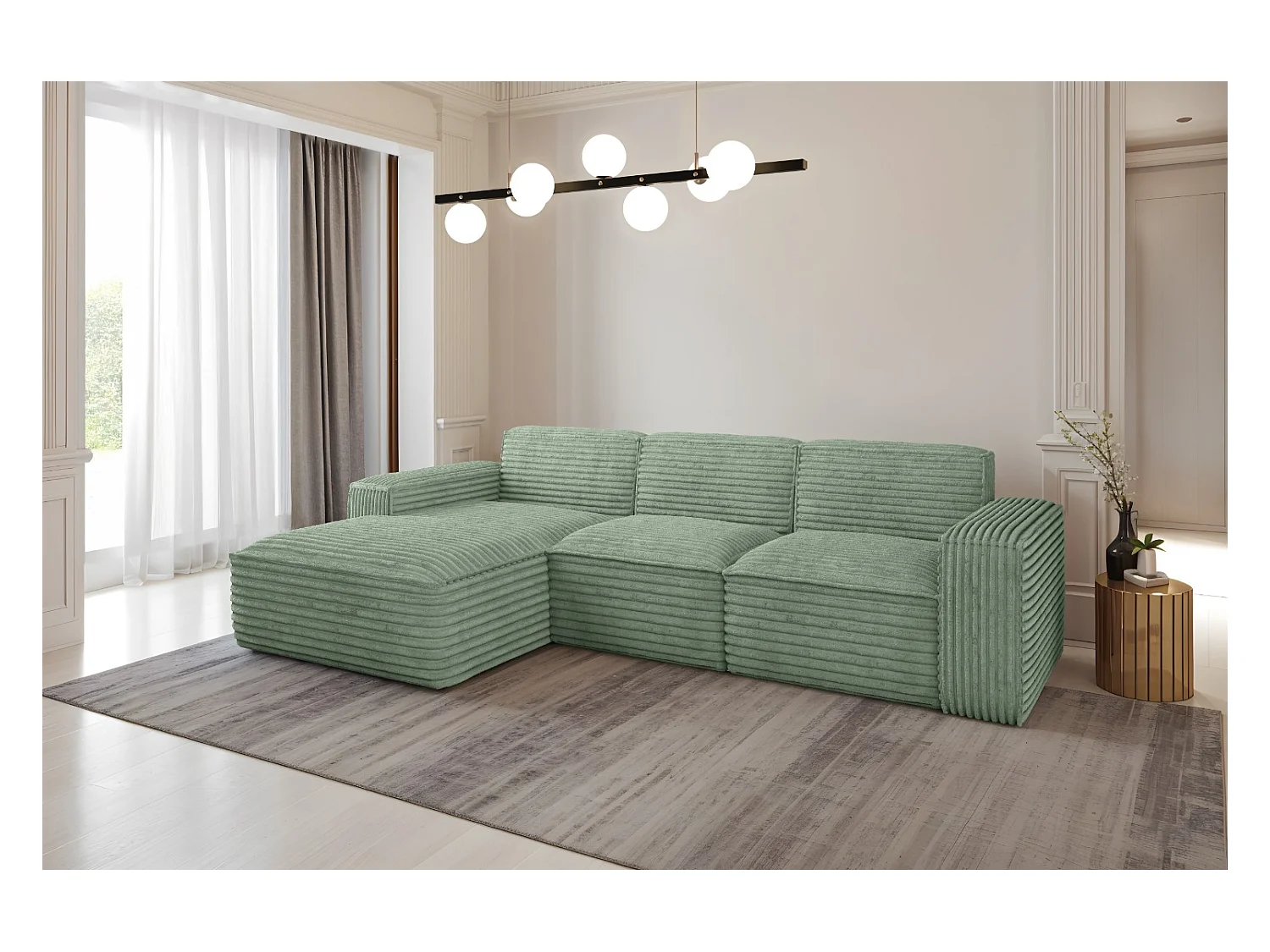 Ecksofa L-Form Siena Stoff Velo Olive Links