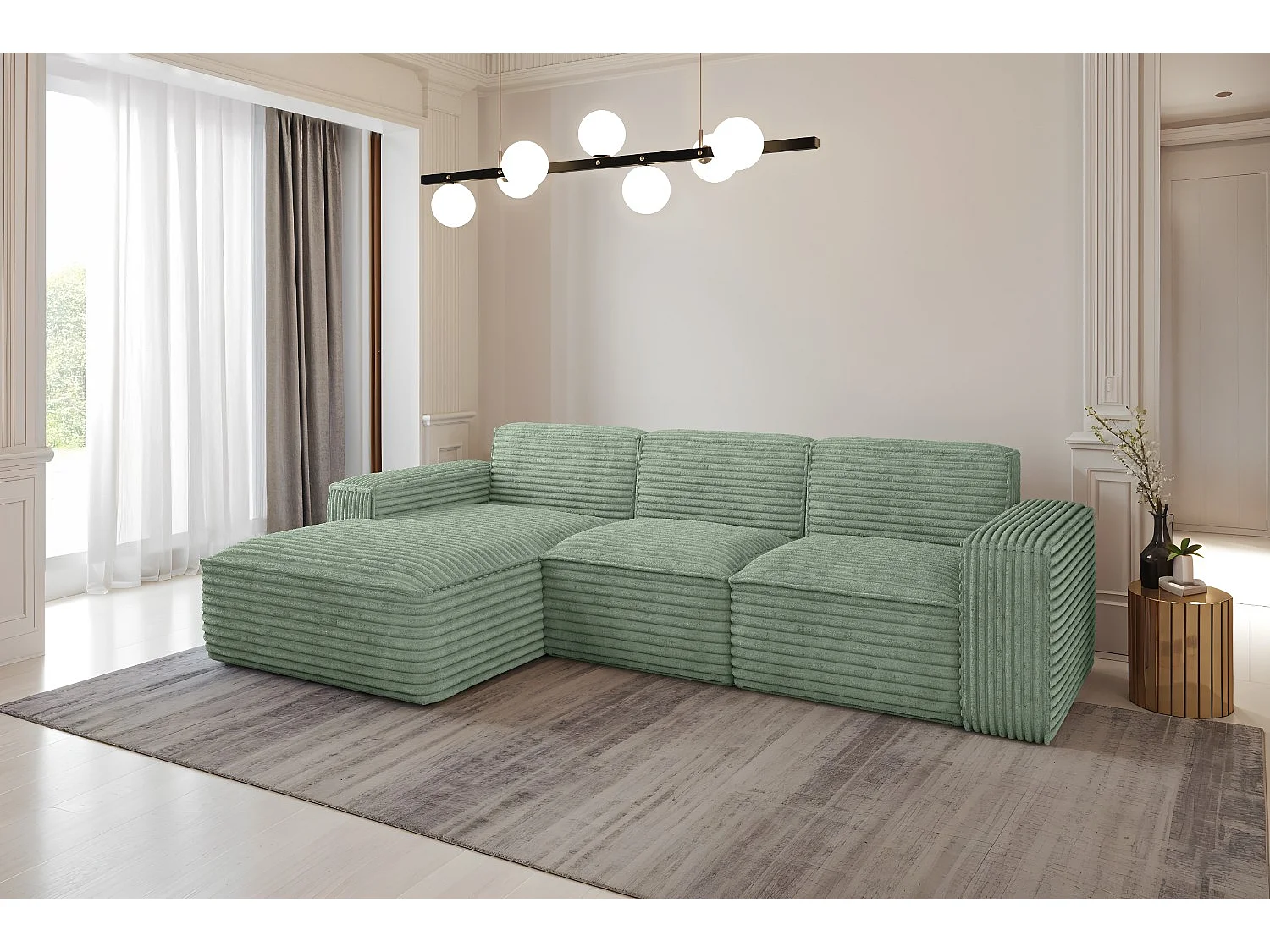 Ecksofa L-Form Siena Stoff Velo Olive Links