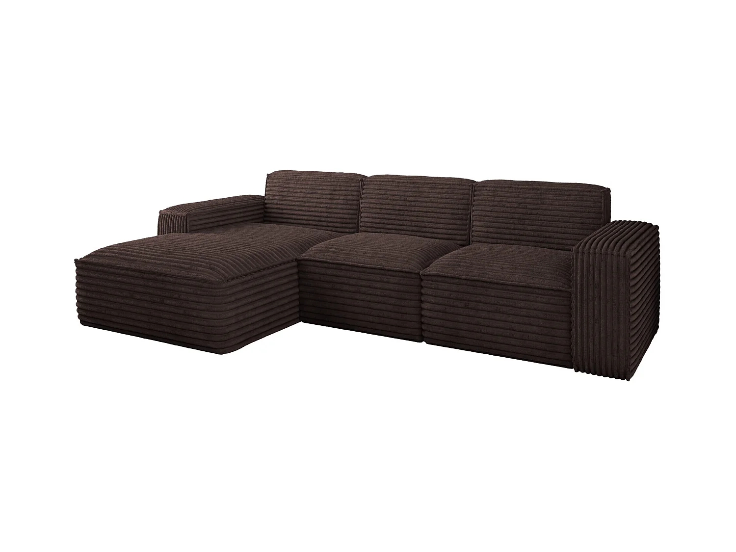 Ecksofa L-Form Siena Stoff Velo Braun Links