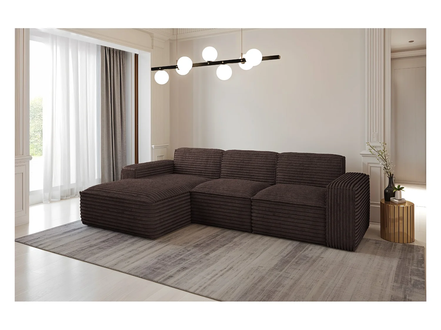 Ecksofa L-Form Siena Stoff Velo Braun Links