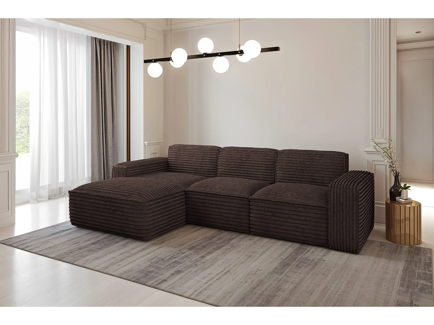 Ecksofa L-Form Siena Stoff Velo Braun Links