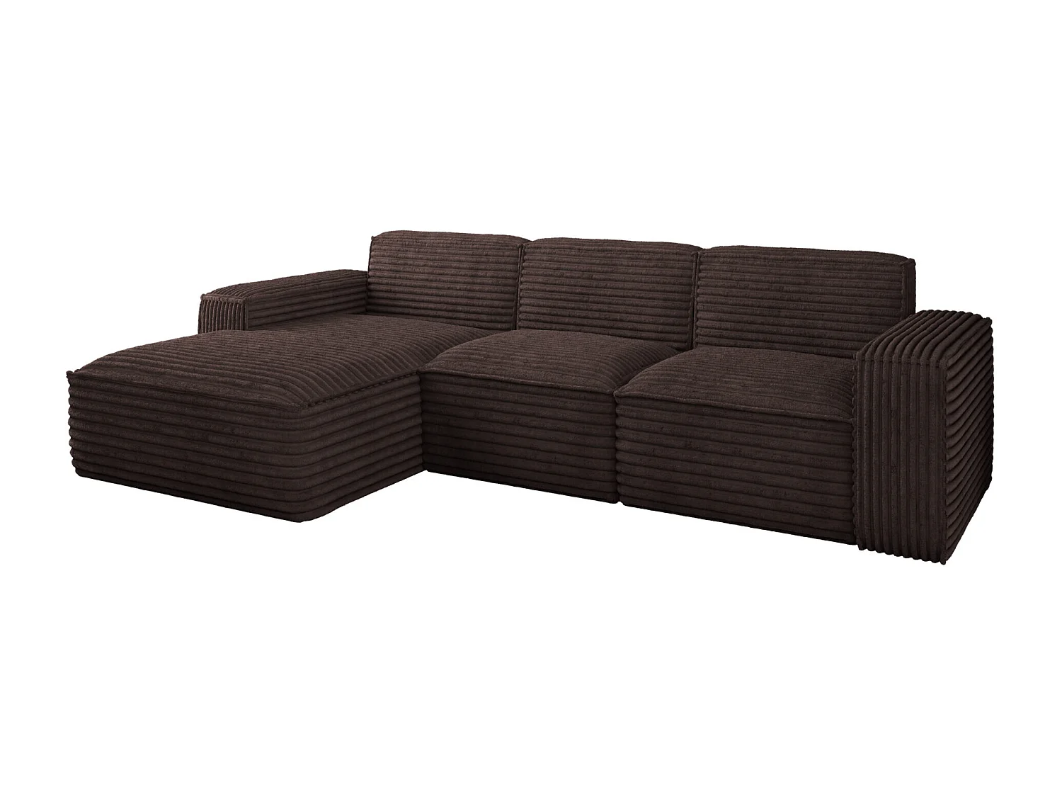 Ecksofa L-Form Siena Stoff Velo Braun Links