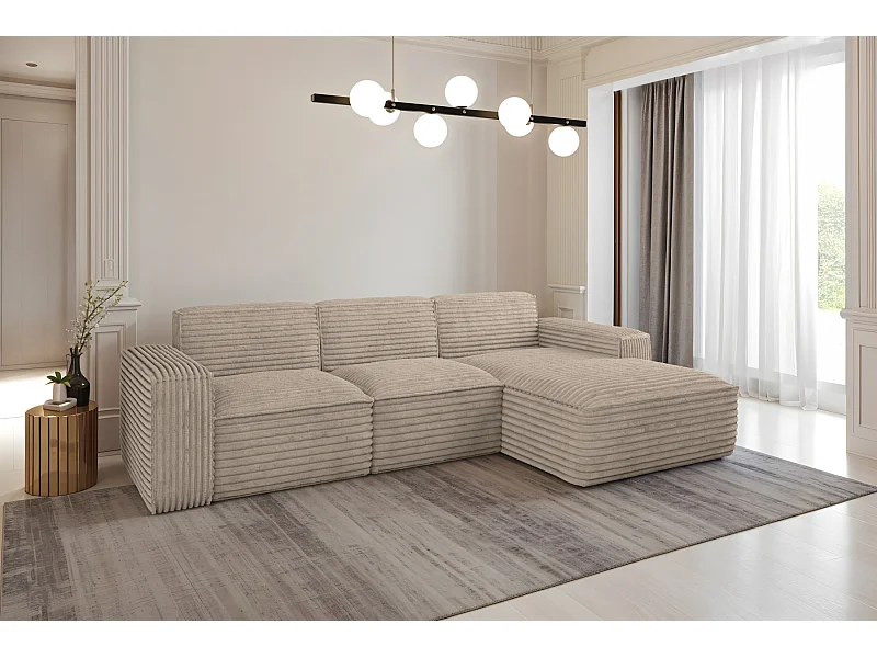 Ecksofa L-Form Siena Stoff Velo Beige Rechts