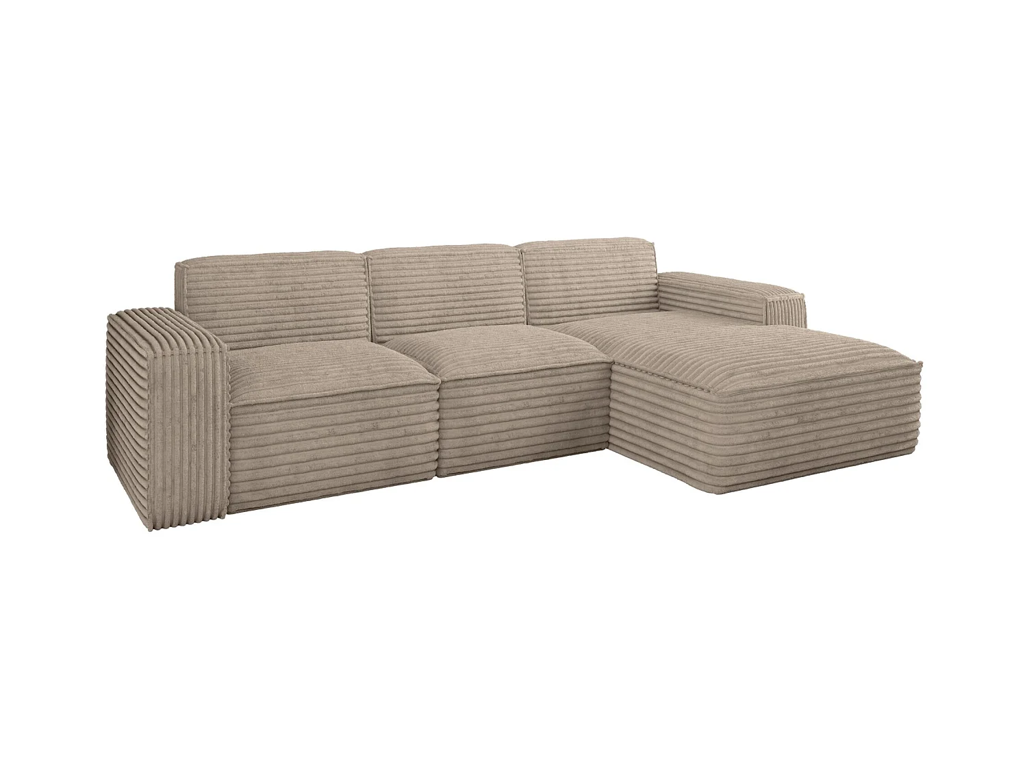 Ecksofa L-Form Siena Stoff Velo Beige Rechts