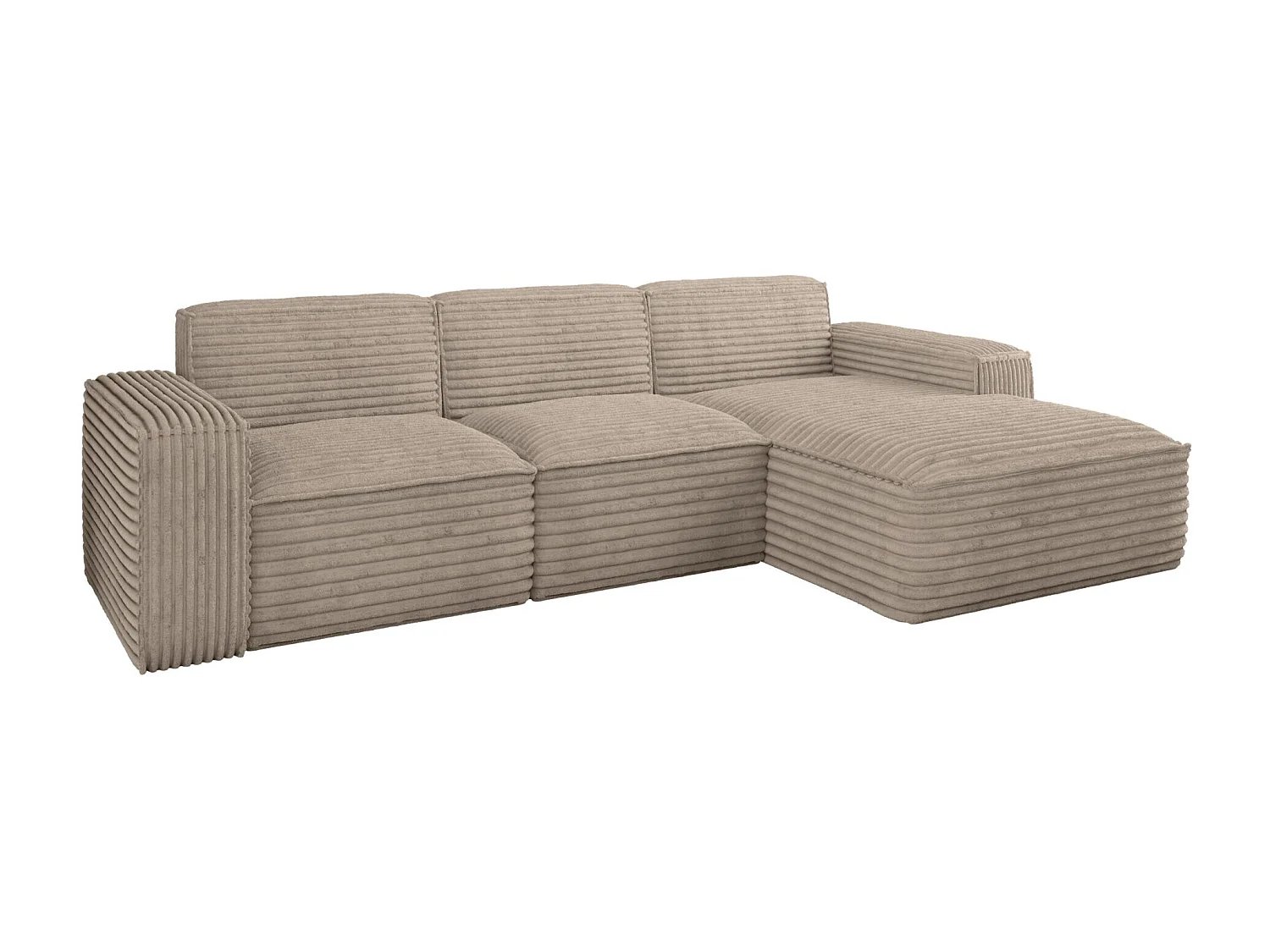 Ecksofa L-Form Siena Stoff Velo Beige Rechts