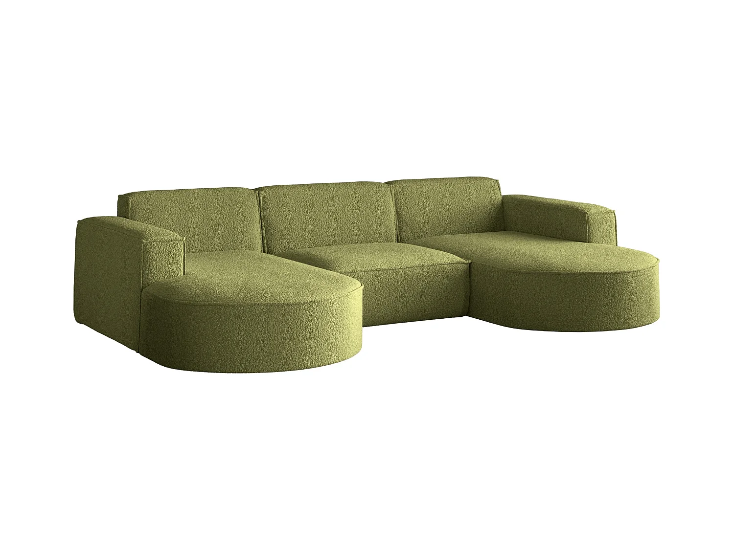 Canapé d'angle, Modena en forme de U, tissu Quelle, olive