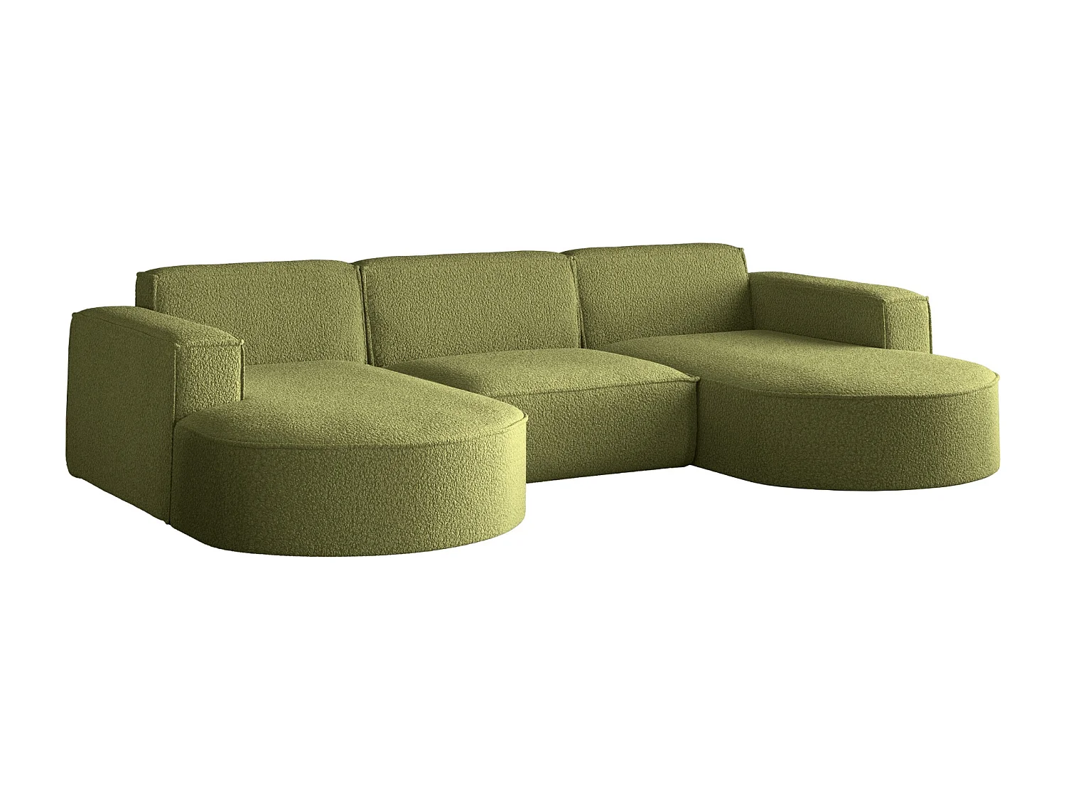 Canapé d'angle, Modena en forme de U, tissu Quelle, olive