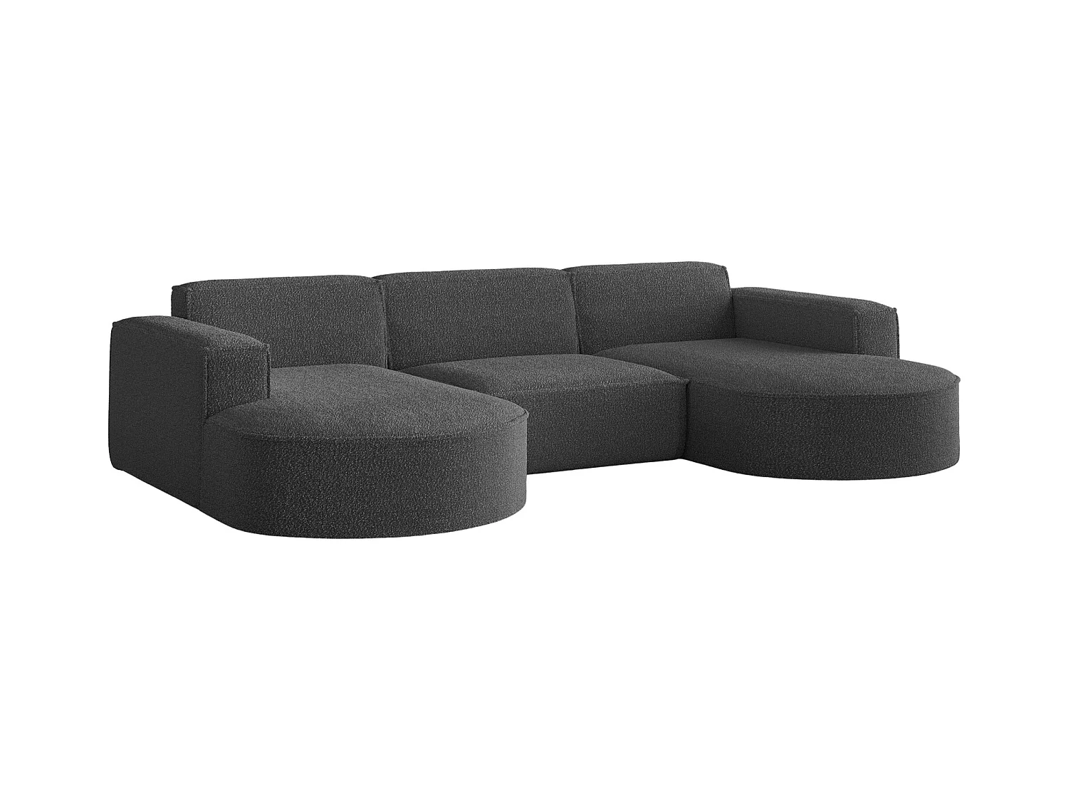 Canapé d'angle design, canapé en U MODENA tissu Loop Graphite