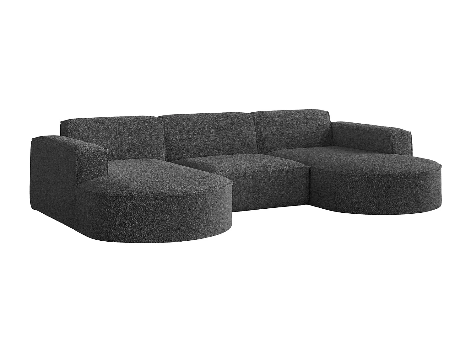 Canapé d'angle design, canapé en U MODENA tissu Loop Graphite
