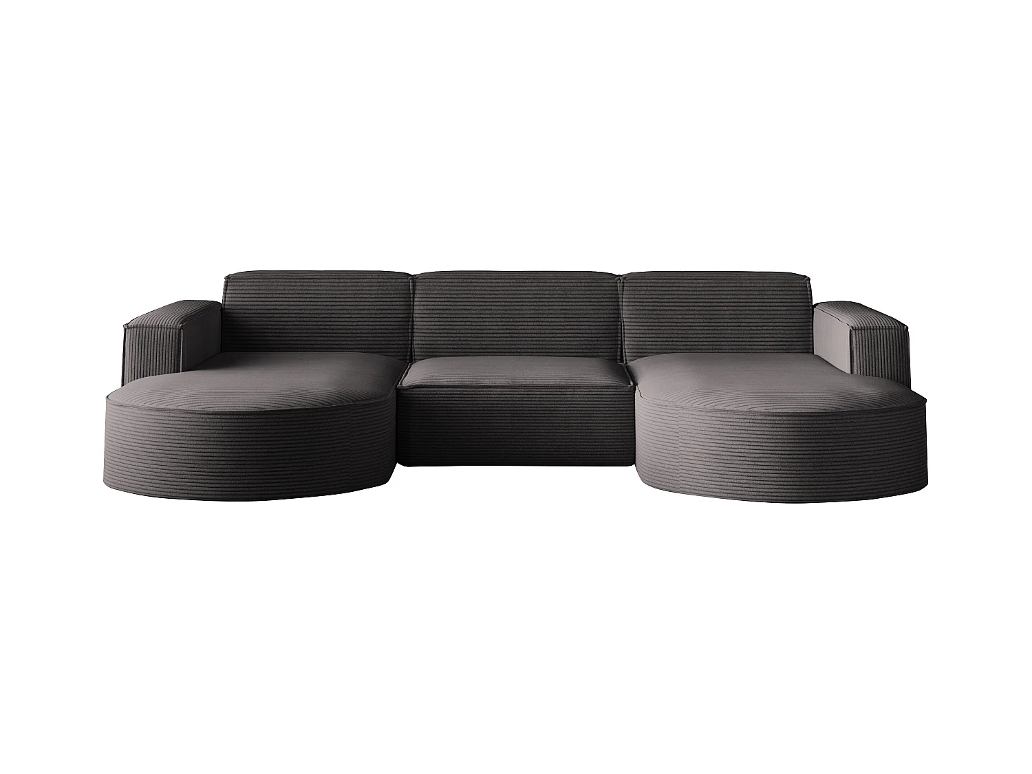 Canapé d'angle Modena en U, tissu Poso, gris foncé