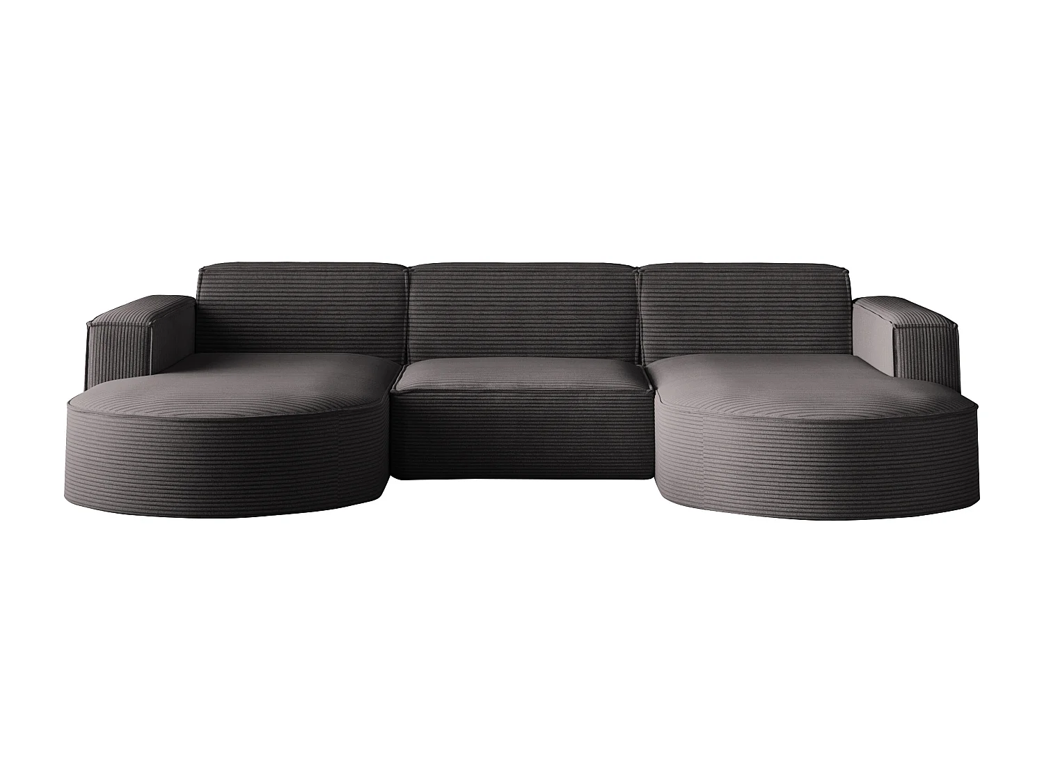 Canapé d'angle Modena en U, tissu Poso, gris foncé