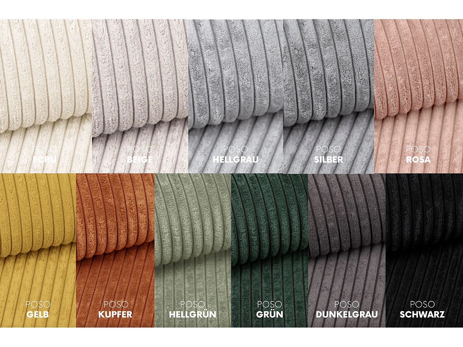 Canapé d'angle Modena en U, tissu Poso, gris foncé