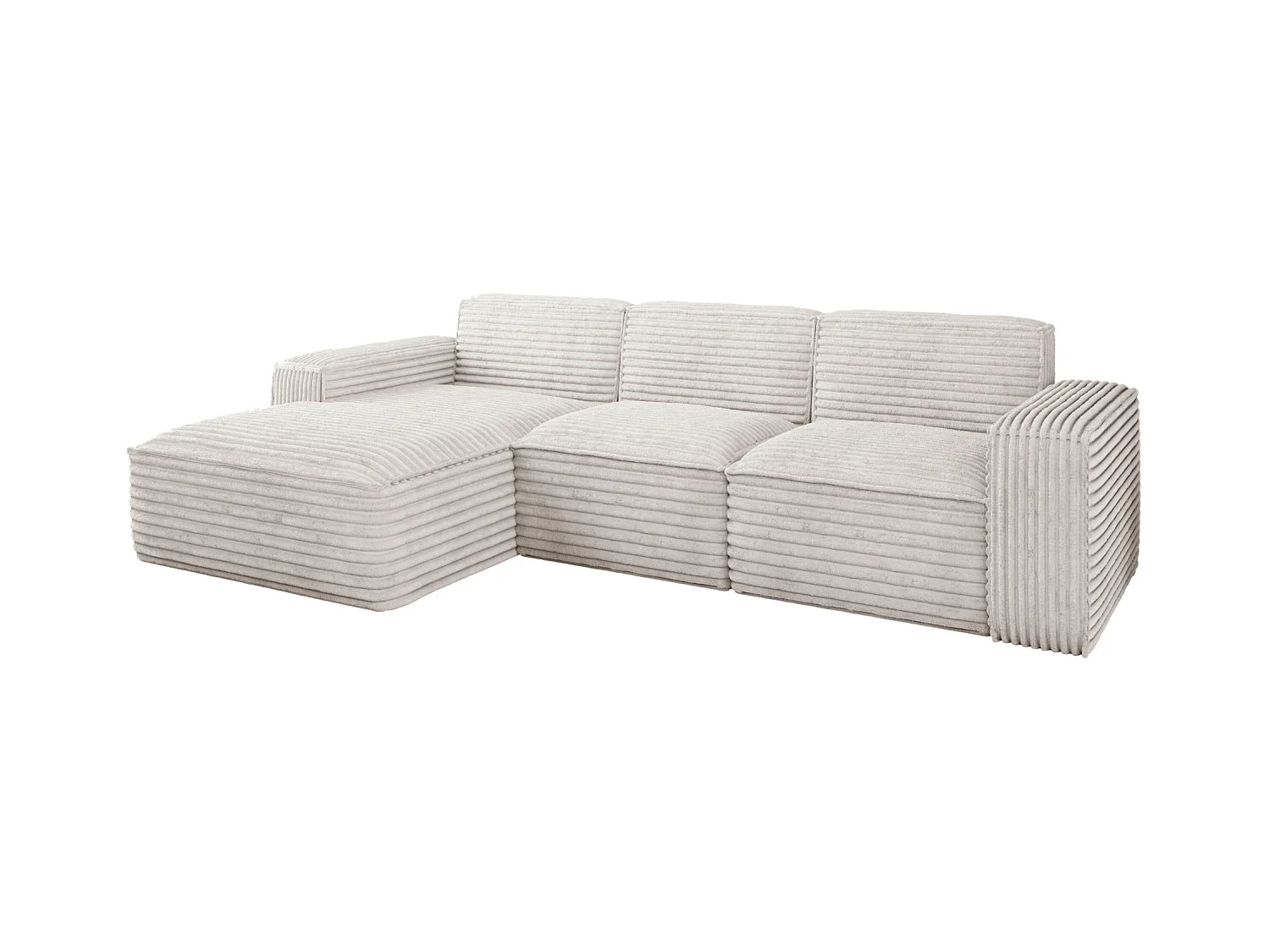 Ecksofa L-Form Siena Stoff Velo Ecru Links