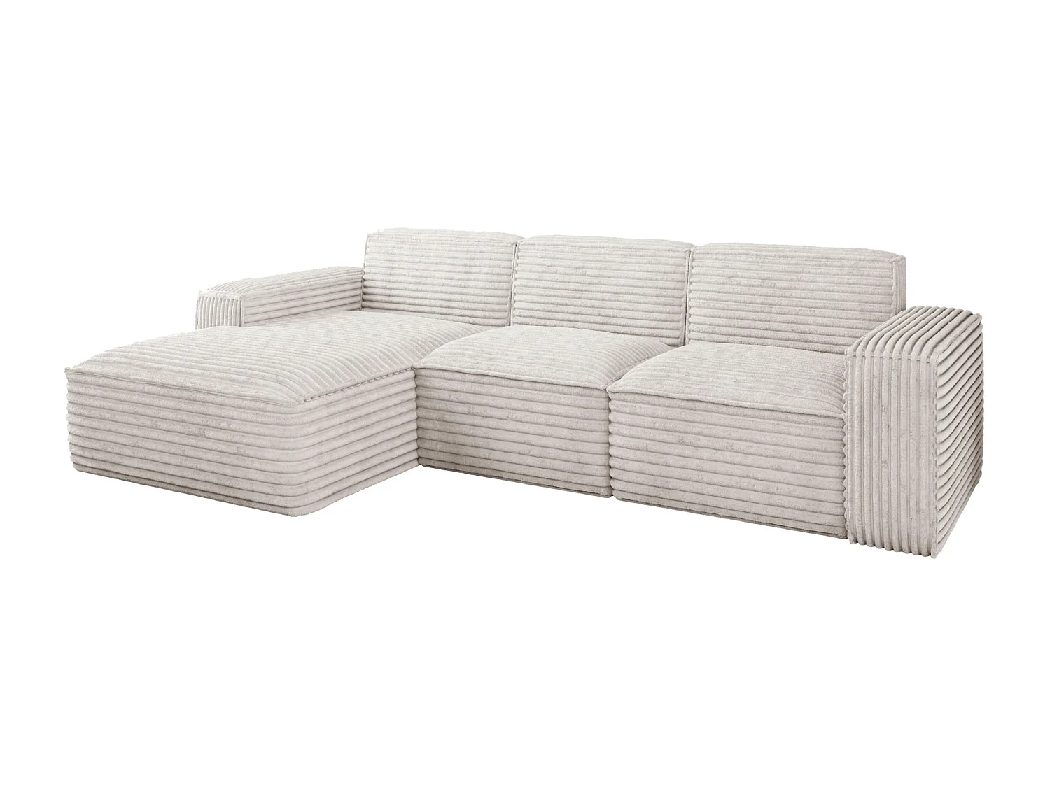 Ecksofa L-Form Siena Stoff Velo Ecru Links