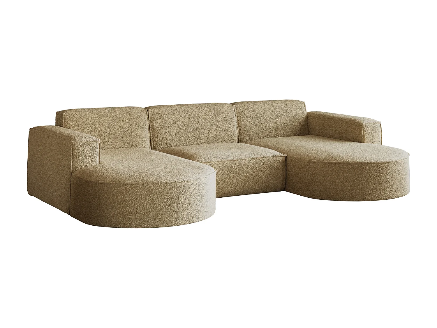 Canapé d'angle Modena en U, tissu Quelle, marron clair