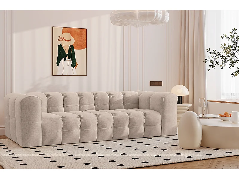 4-zitsbank, comfortbank BALOO, stof Schenille, beige