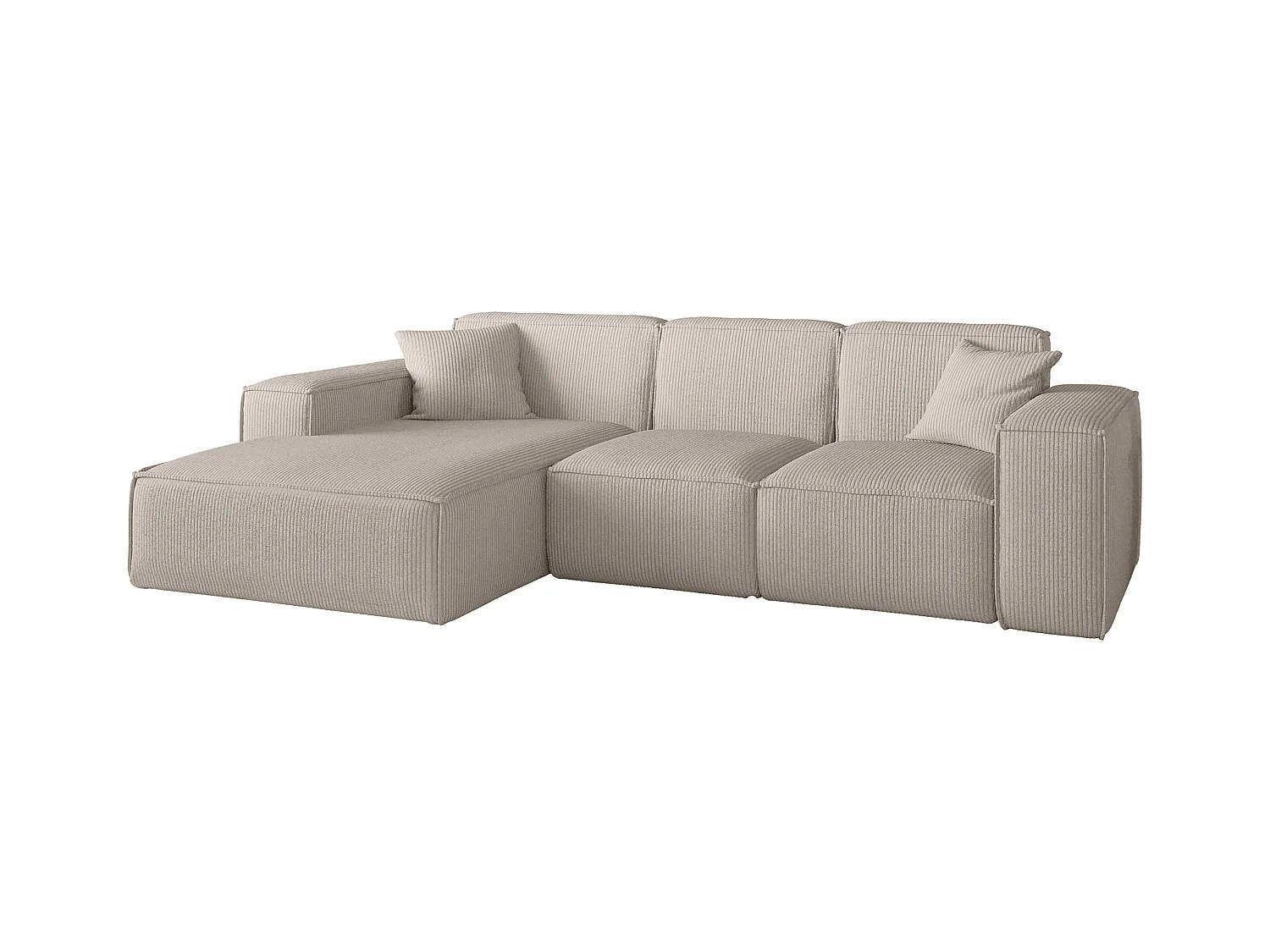 Canapé d'angle PULA en L, tissu Scala, beige, gauche