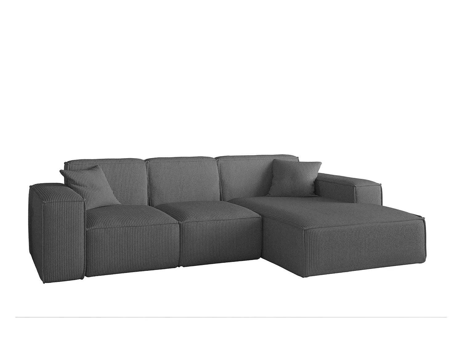 Canapé d'angle PULA en L, tissu Scala, gris, droit