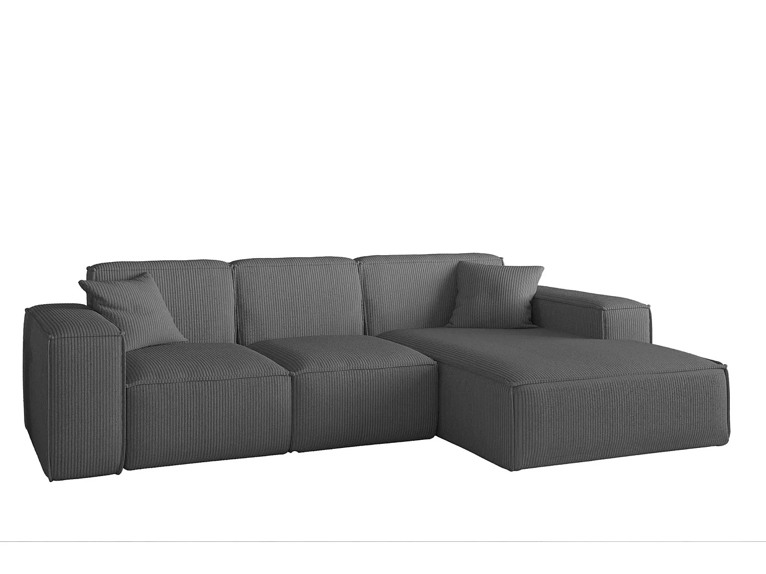 Canapé d'angle PULA en L, tissu Scala, gris, droit