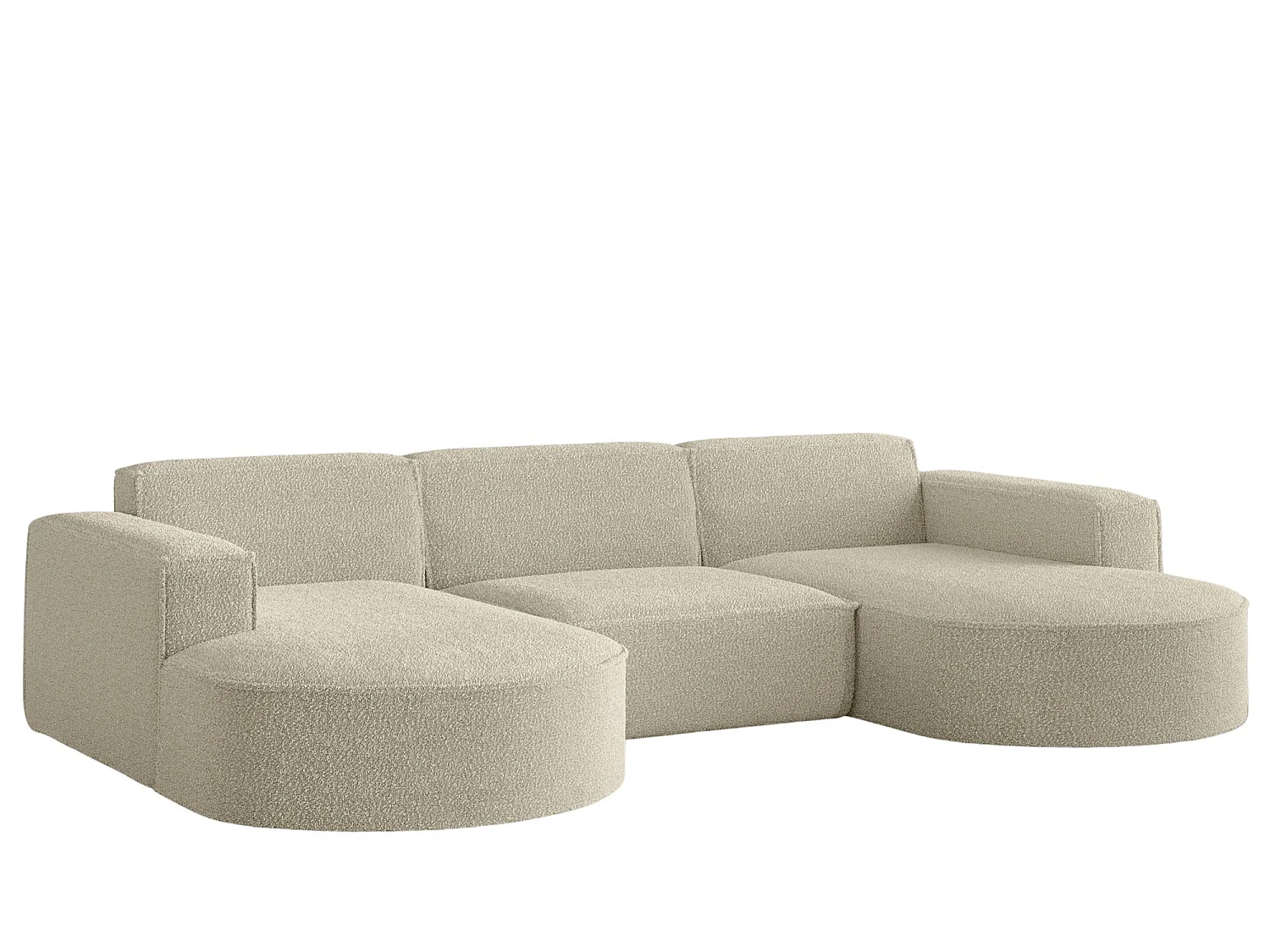 Hoekbank design, bank U-vorm MODENA stof Loop Beige