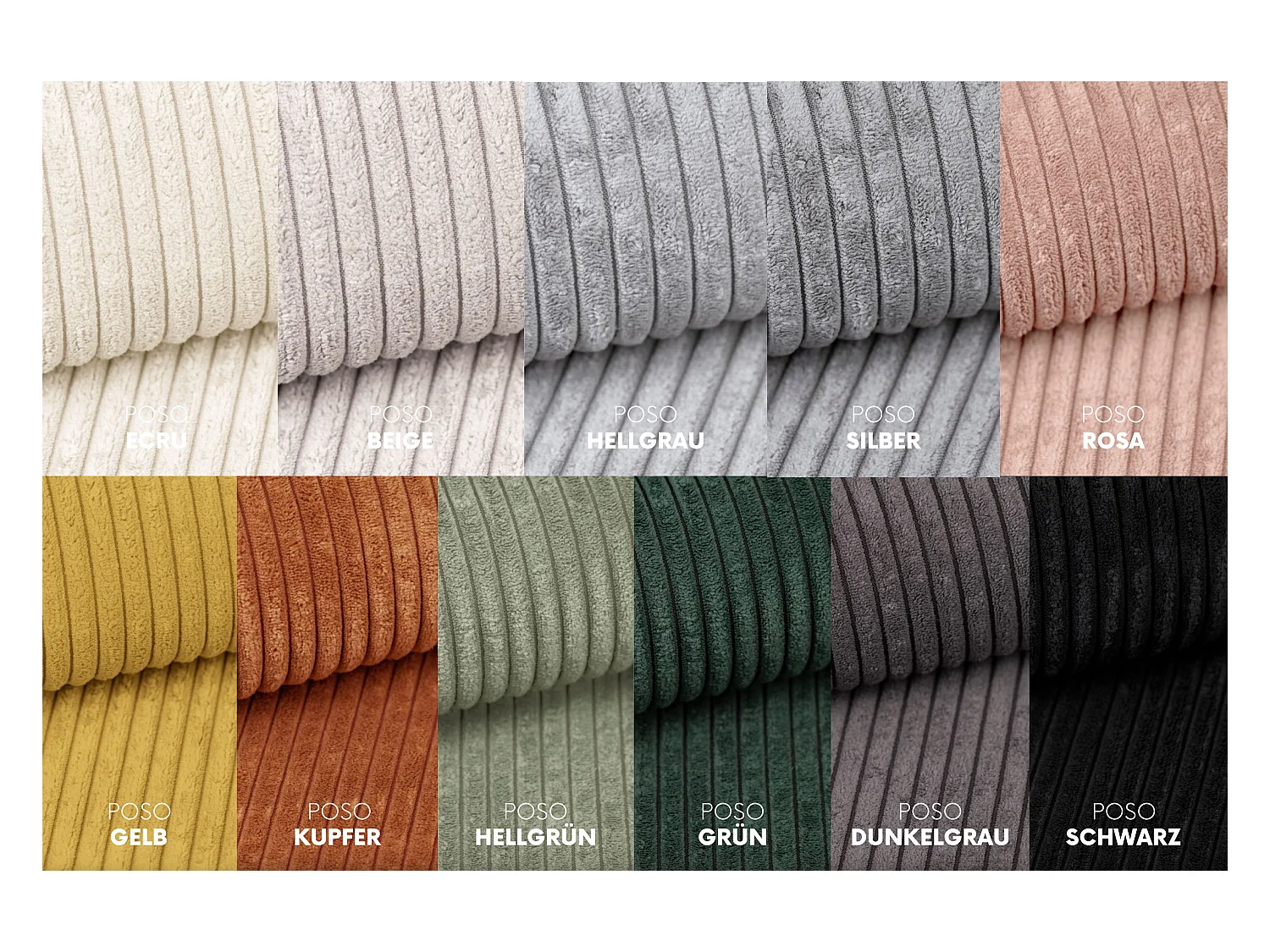 Canapé d'angle Modena en U, tissu Poso, gris clair