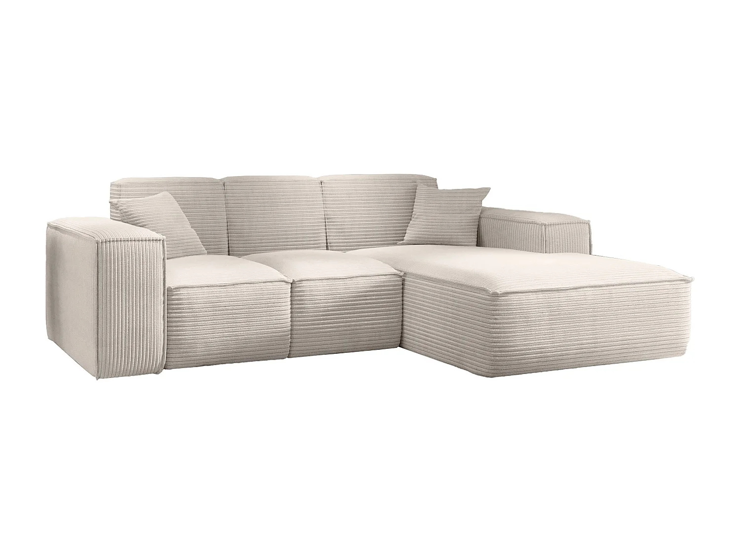 Canapé d'angle, canapé d'angle en L, salon, tissu SIENA, canapé Poso, beige, droite