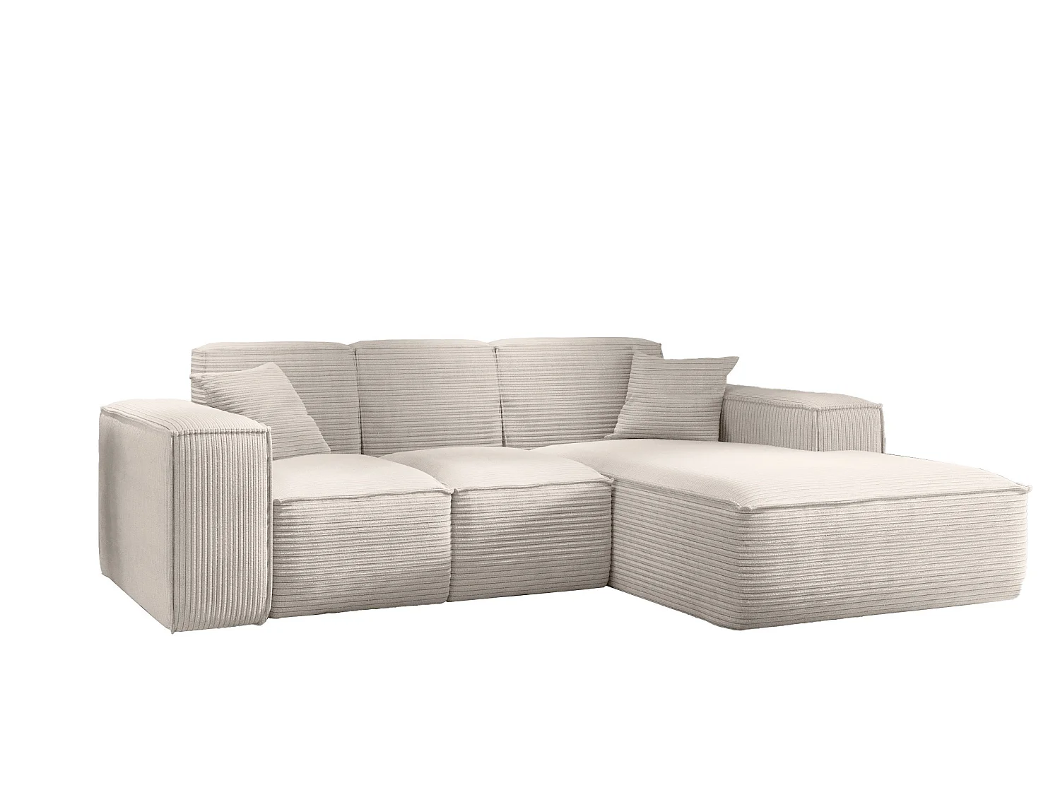 Canapé d'angle, canapé d'angle en L, salon, tissu SIENA, canapé Poso, beige, droite