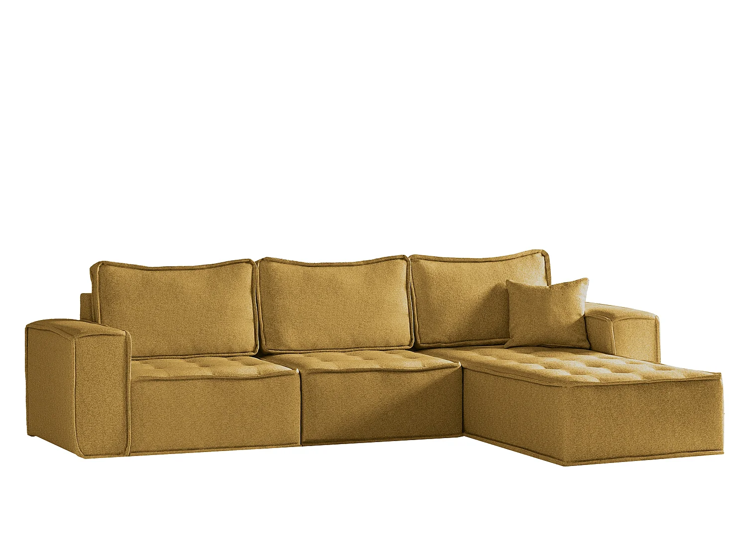 Canapé d'angle Bohoo Maxi L-from, tissu Raven, jaune, droit