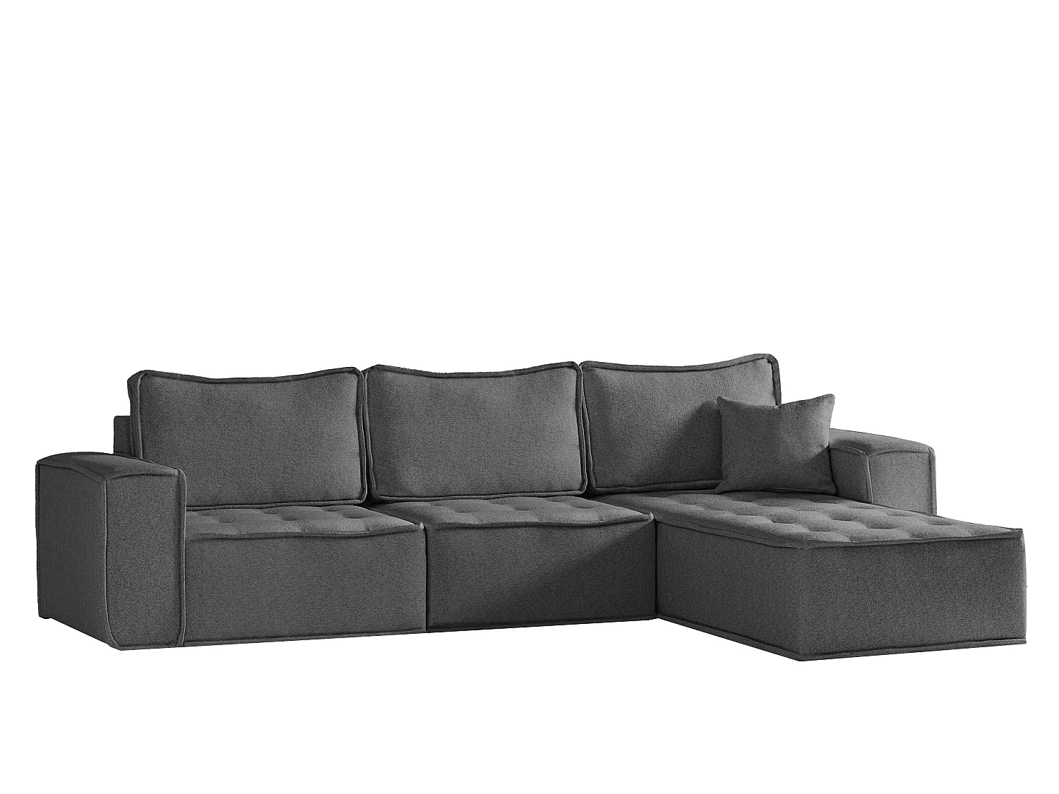 Canapé d'angle Bohoo Maxi L-from, tissu Raven, gris foncé, droit