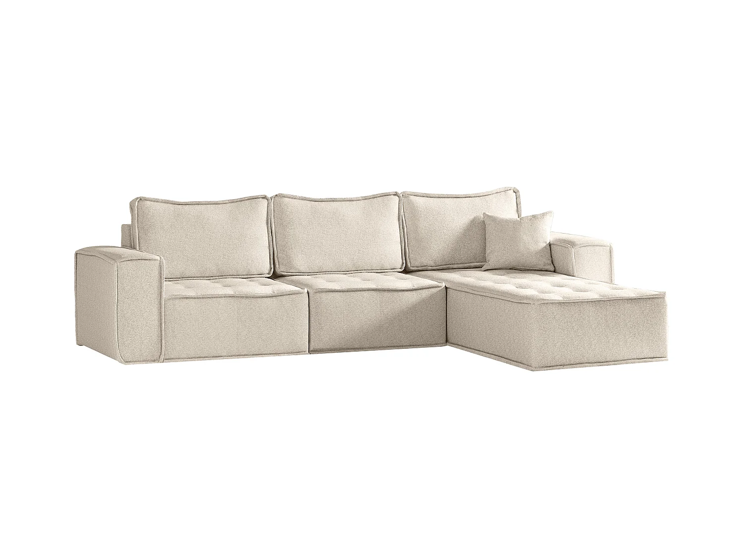 Canapé d'angle Bohoo Maxi L-from, tissu Raven, beige clair, droit