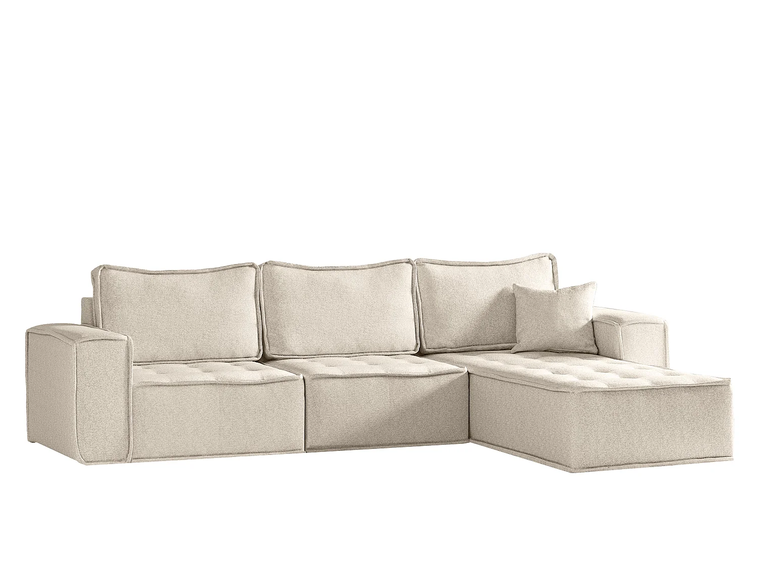 Hoekbank Bohoo Maxi L-vorm, stof Raven, lichtbeige, rechts