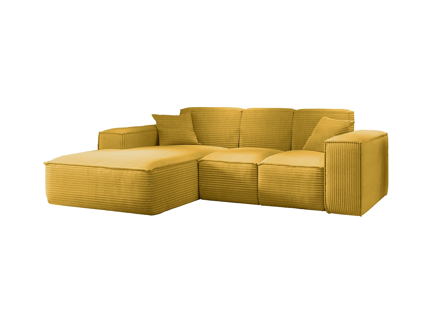 Canapé d'angle, canapé d'angle en L, salon, canapé SIENA en tissu Poso, jaune, gauche